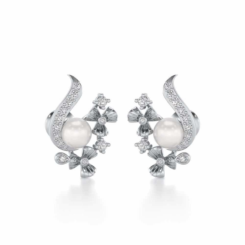 Light Silver Pearl Earrings - White Gold - Image 1