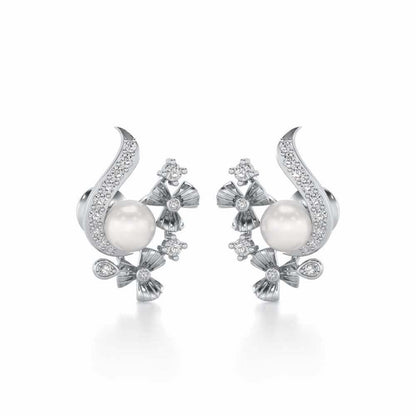 Light Silver Pearl Earrings - White Gold - Image 1