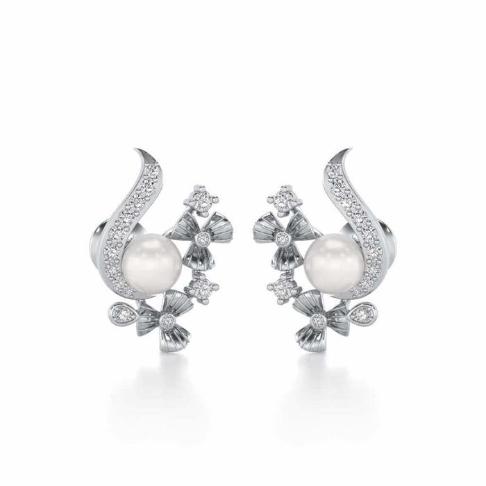 Light Silver Pearl Earrings - White Gold - Image 1