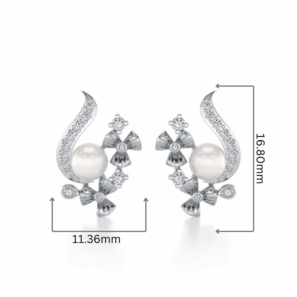 Light Silver Pearl Earrings - White Gold - Image 2