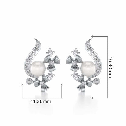 Light Silver Pearl Earrings - White Gold - Image 2