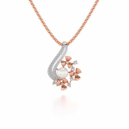 Light Silver Pearl Pendant - Rose Gold - Image 2