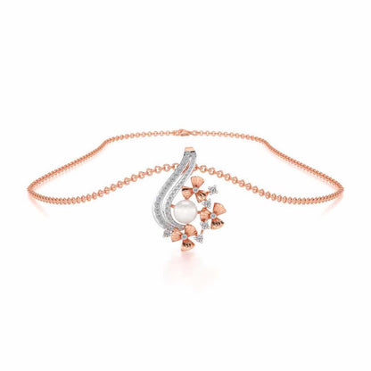 Light Silver Pearl Pendant - Rose Gold - Image 3