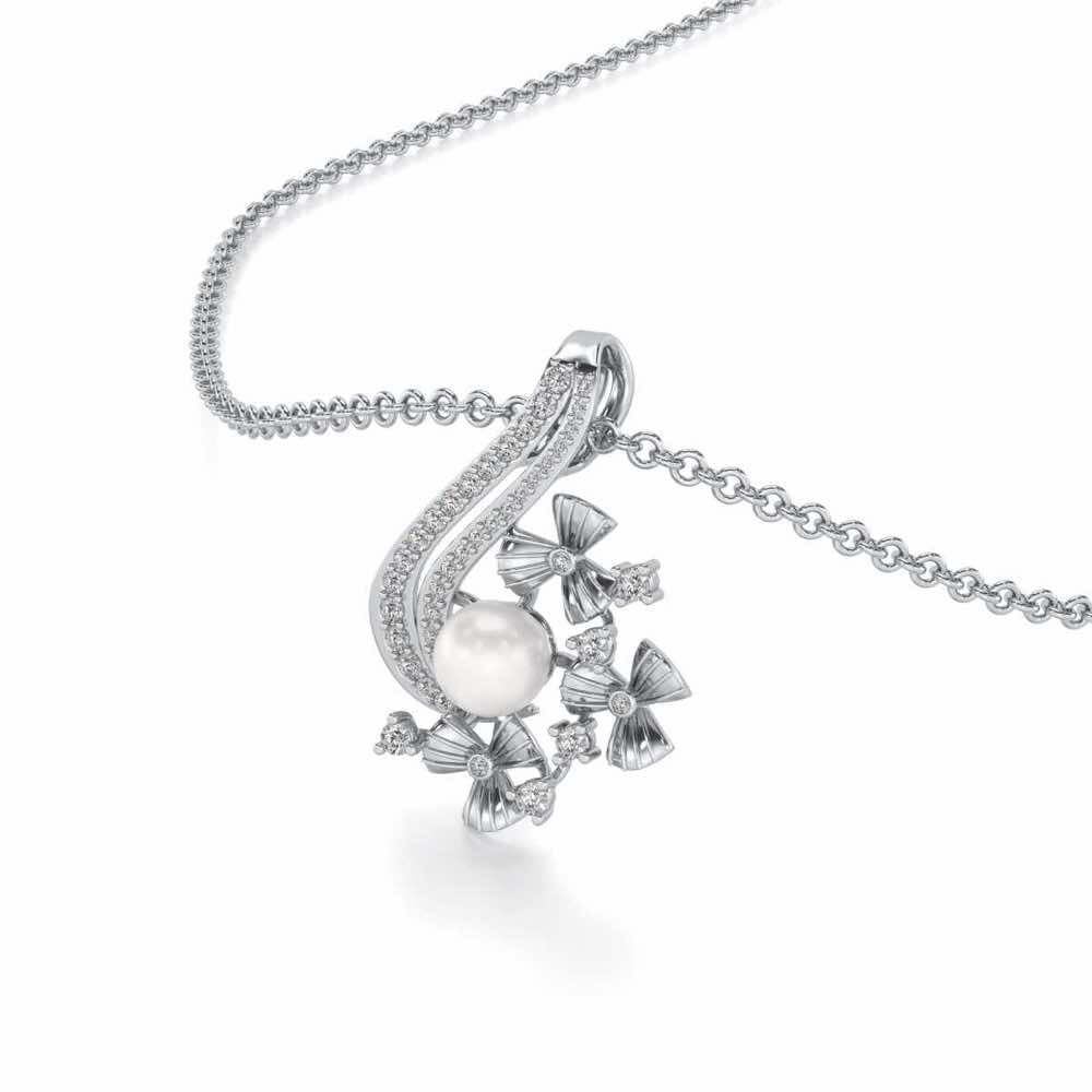 Light Silver Pearl Pendant - White Gold - Image 1