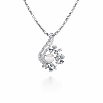 Light Silver Pearl Pendant - White Gold - Image 2