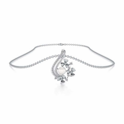 Light Silver Pearl Pendant - White Gold - Image 3
