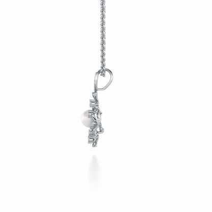 Light Silver Pearl Pendant - White Gold - Image 4