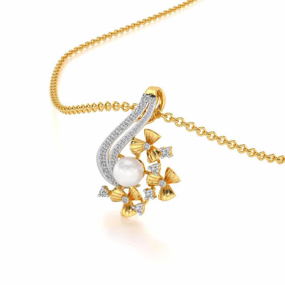 Light Silver Pearl Pendant - Yellow Gold - Image 1