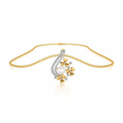 Light Silver Pearl Pendant - Yellow Gold - Image 3