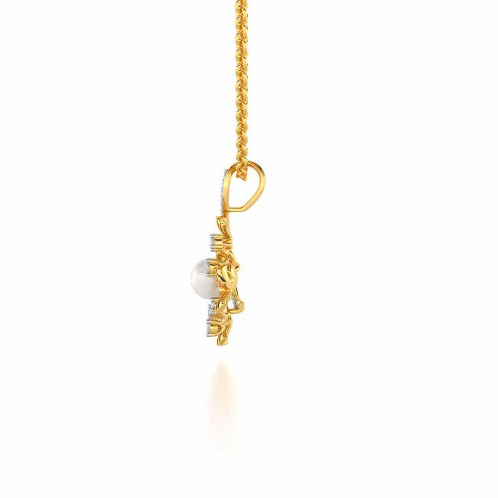 Light Silver Pearl Pendant - Yellow Gold - Image 4