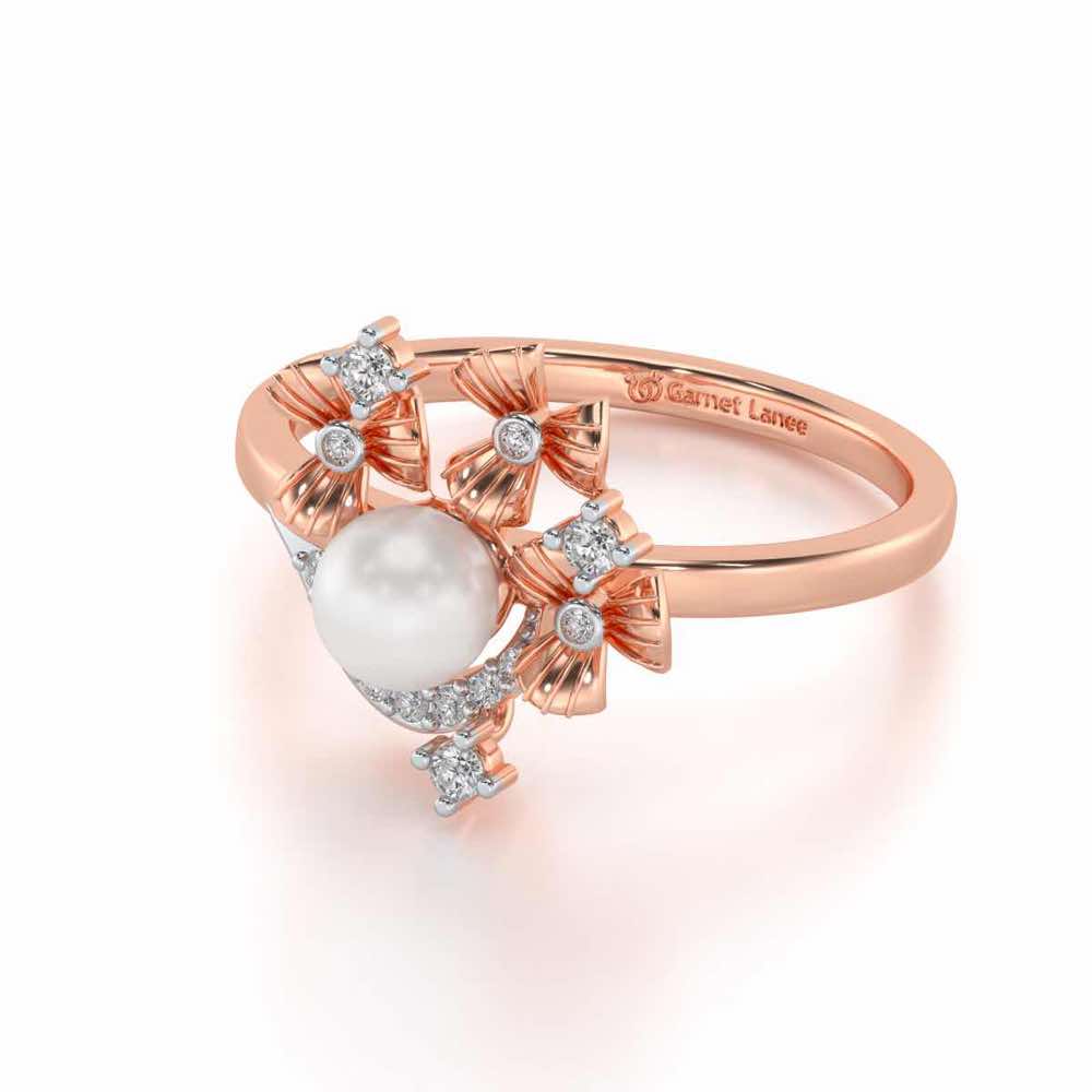 Light Silver Pearl Ring - Rose Gold - Image 2
