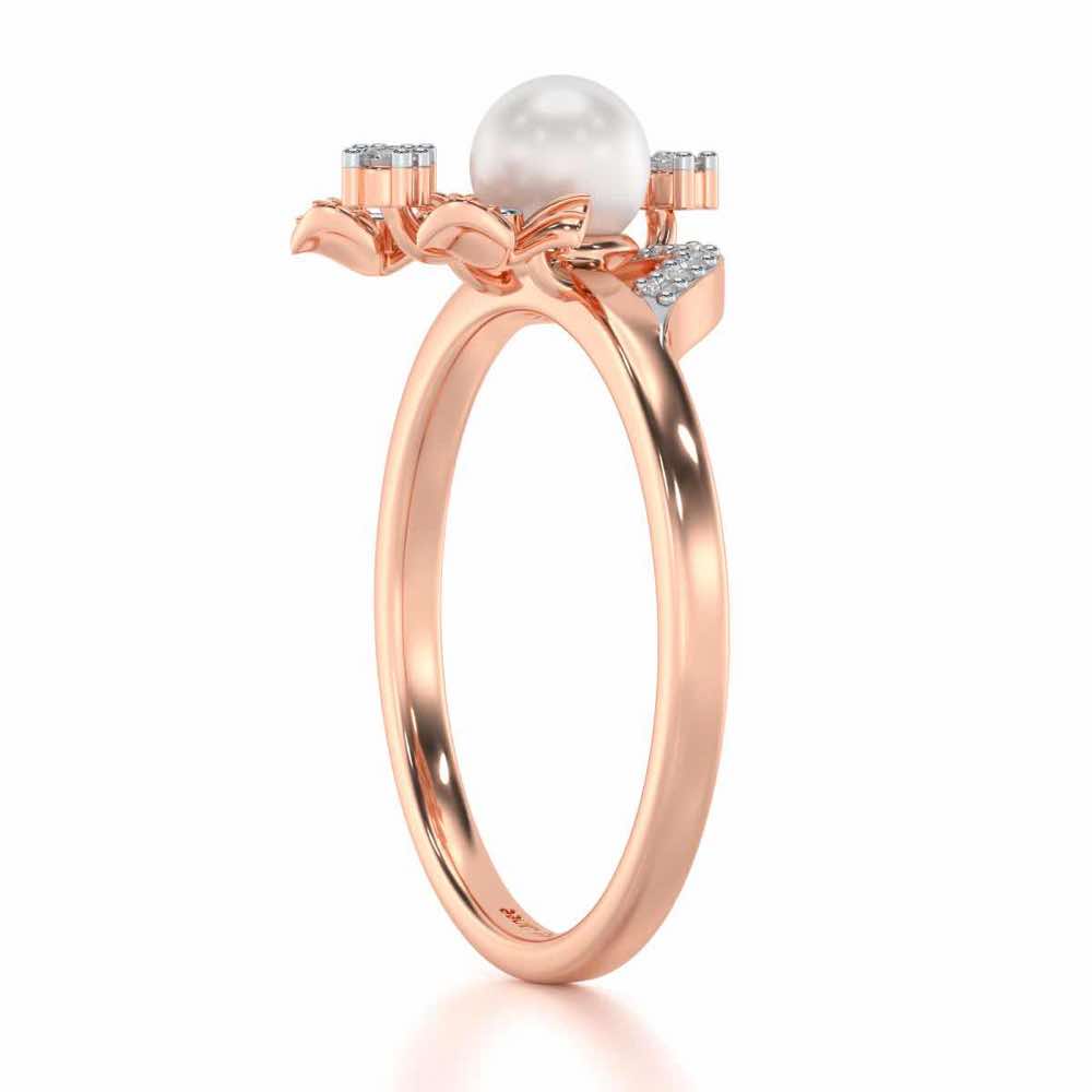 Light Silver Pearl Ring - Rose Gold - Image 3
