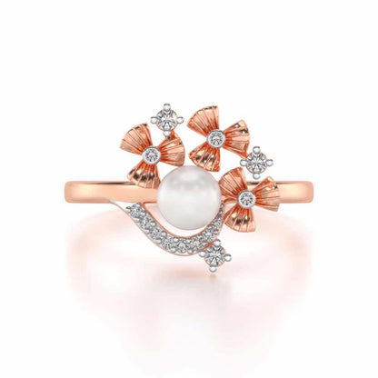 Light Silver Pearl Ring - Rose Gold - Image 4