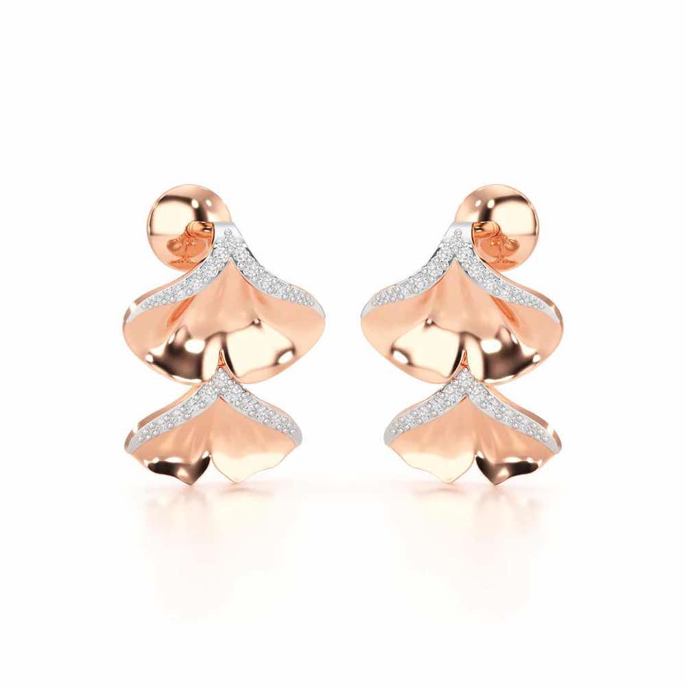 Light Twins Silver Earrings - Rose Gold - Image 2