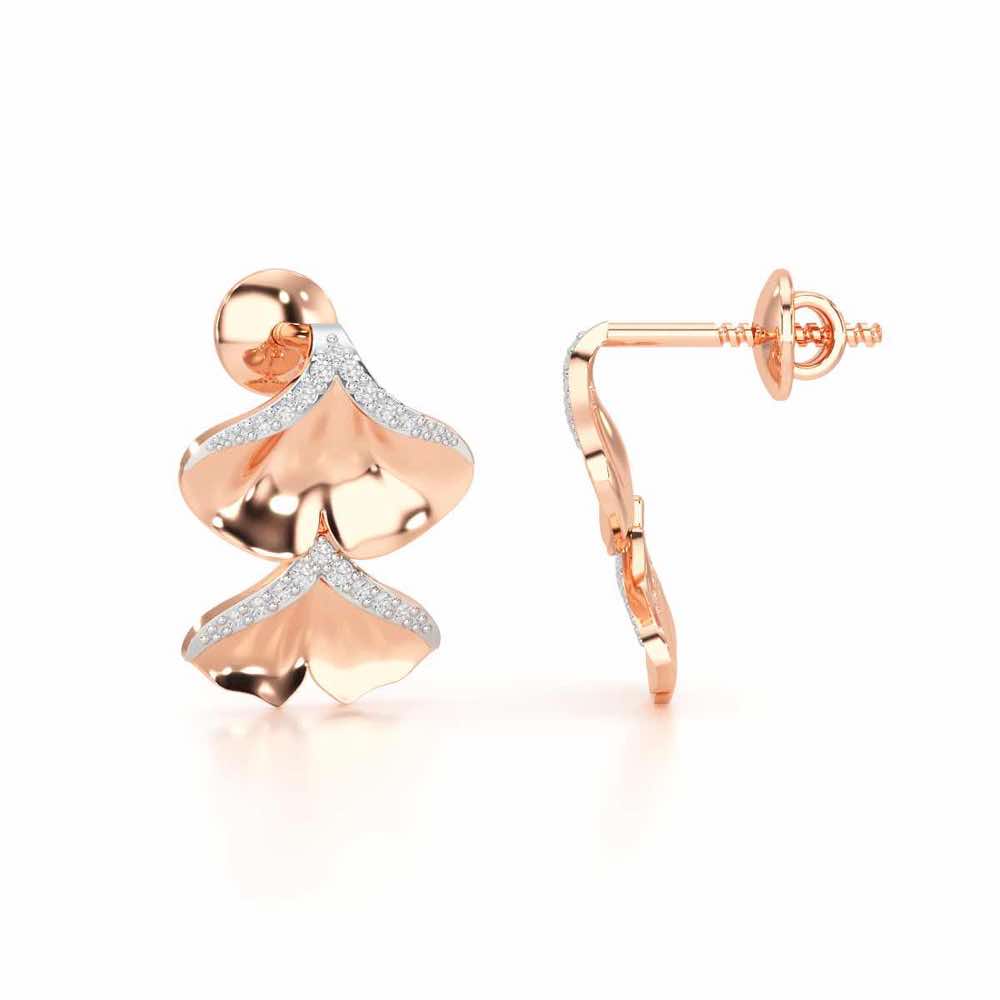 Light Twins Silver Earrings - Rose Gold - Image 4