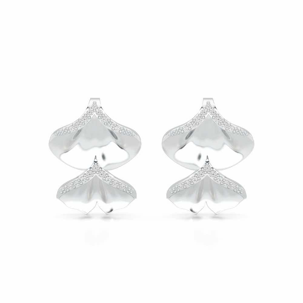 Light Twins Silver Earrings - White Gold - Image 1