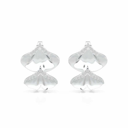 Light Twins Silver Earrings - White Gold - Image 1