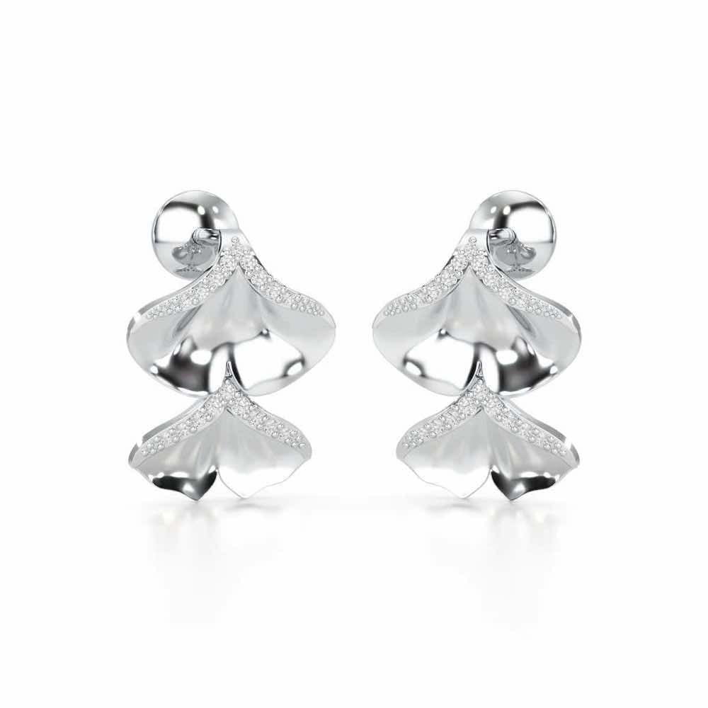 Light Twins Silver Earrings - White Gold - Image 2
