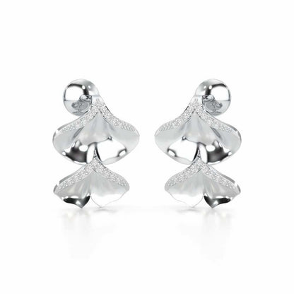 Light Twins Silver Earrings - White Gold - Image 2