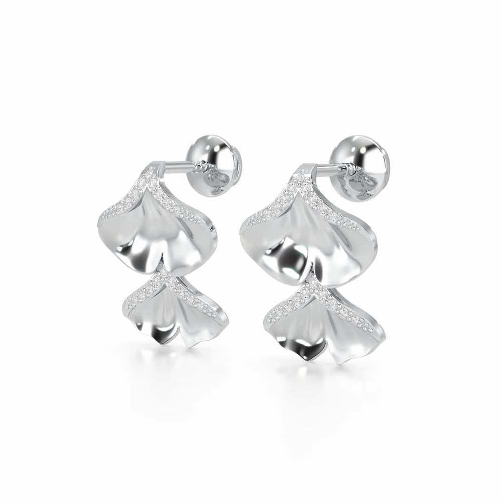 Light Twins Silver Earrings - White Gold - Image 3