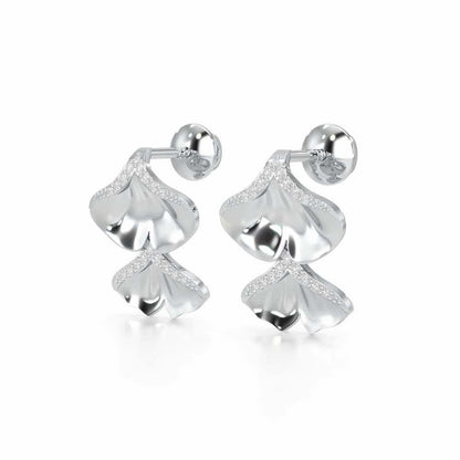 Light Twins Silver Earrings - White Gold - Image 3