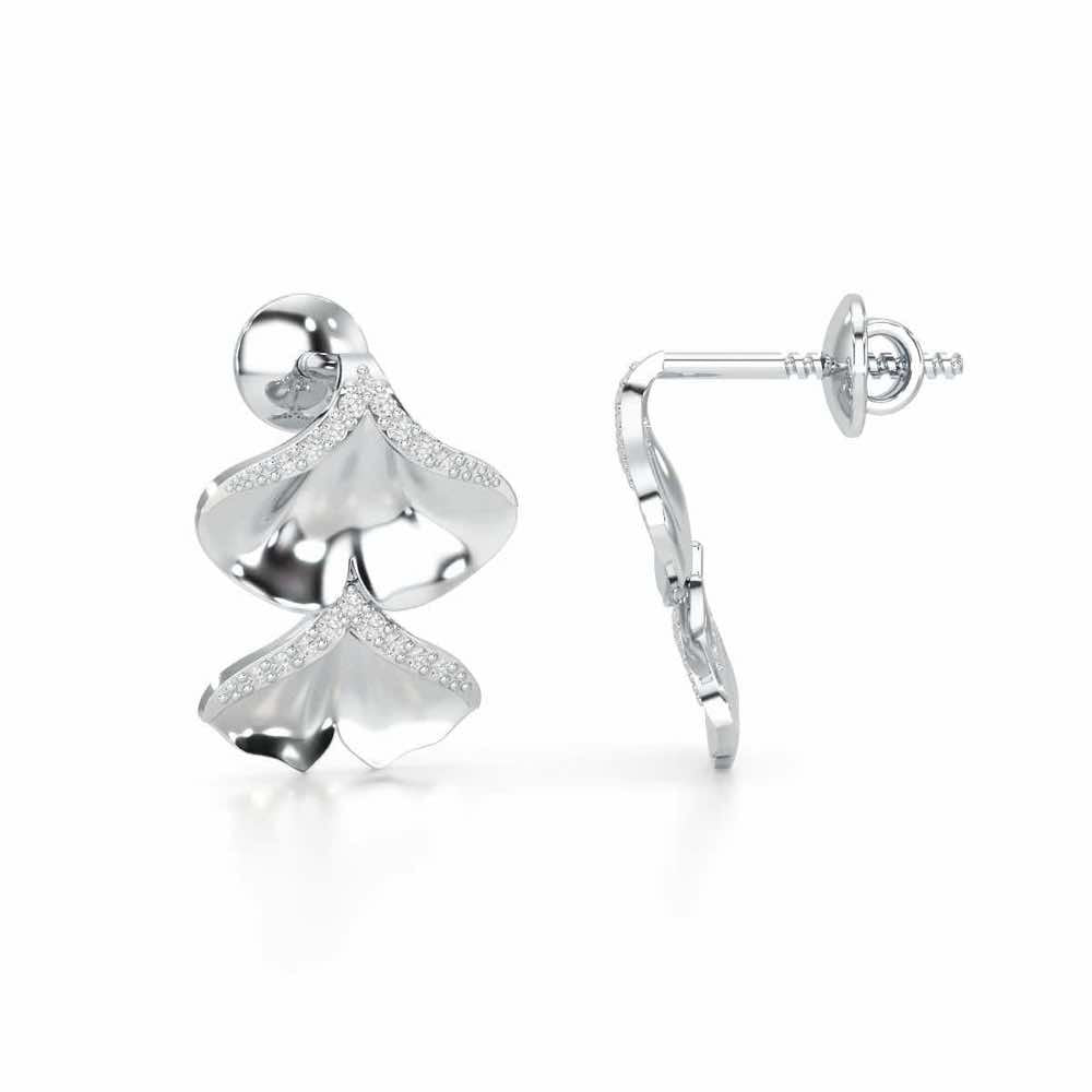 Light Twins Silver Earrings - White Gold - Image 4