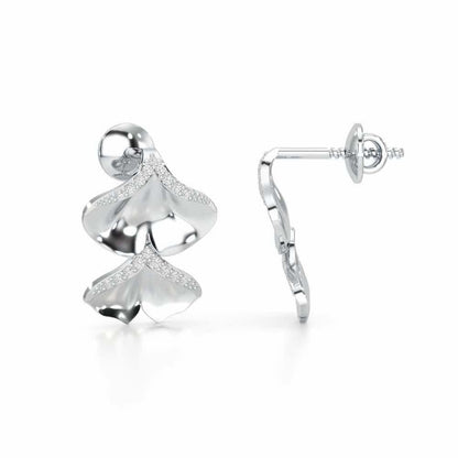 Light Twins Silver Earrings - White Gold - Image 4