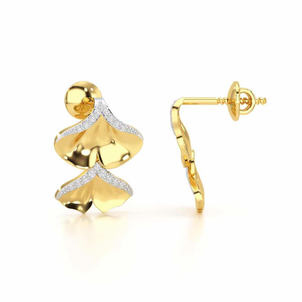 Light Twins Silver Earrings - Yellow Gold - Image 4