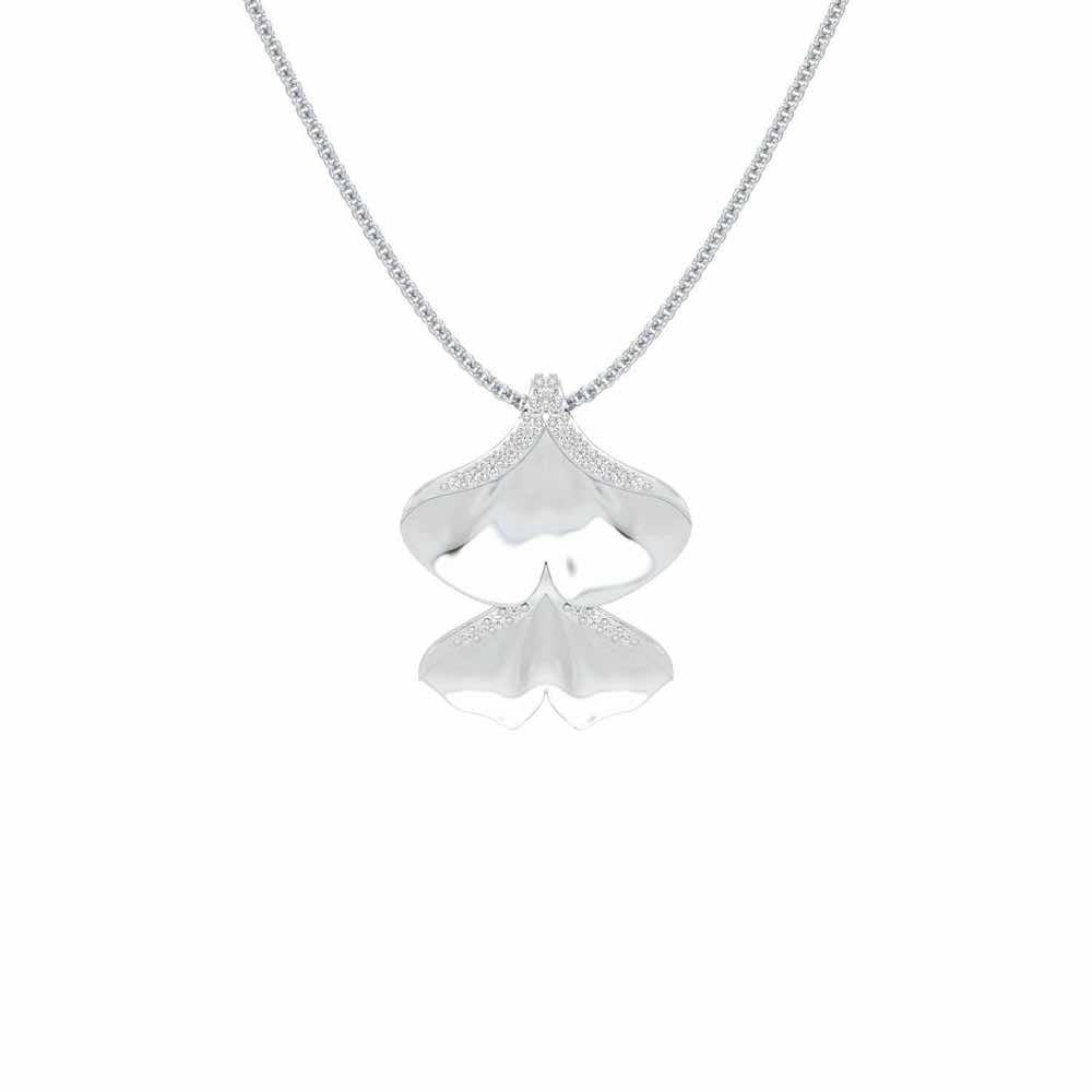 Light Twins Silver Pendant - White Gold - Image 1