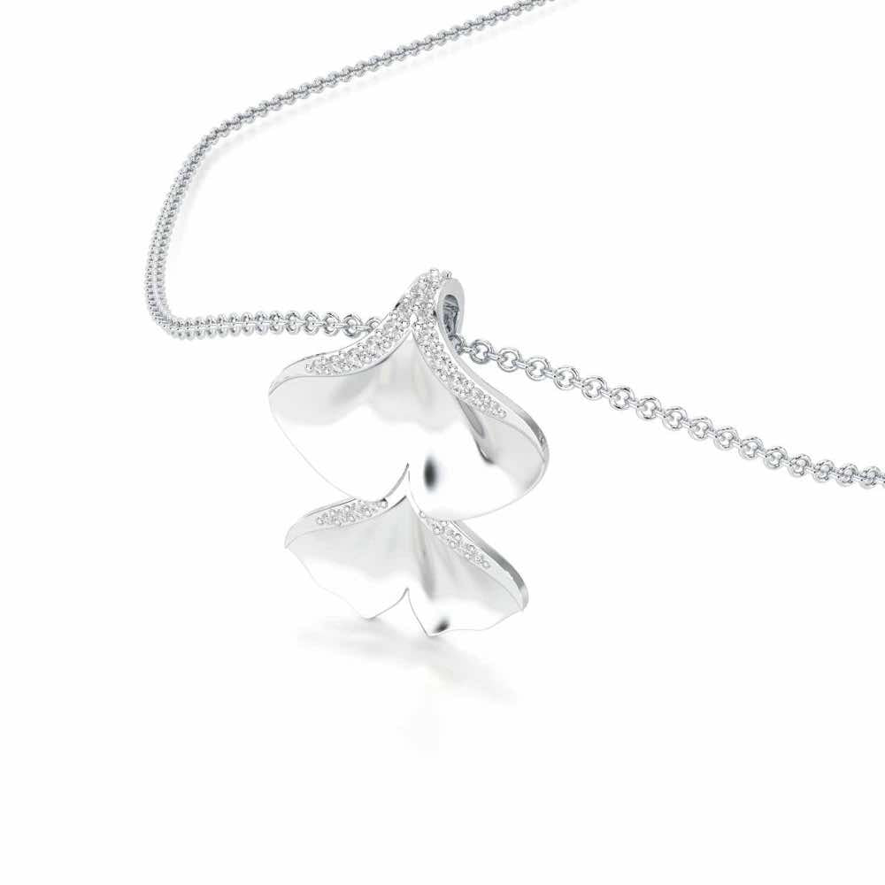 Light Twins Silver Pendant - White Gold - Image 2