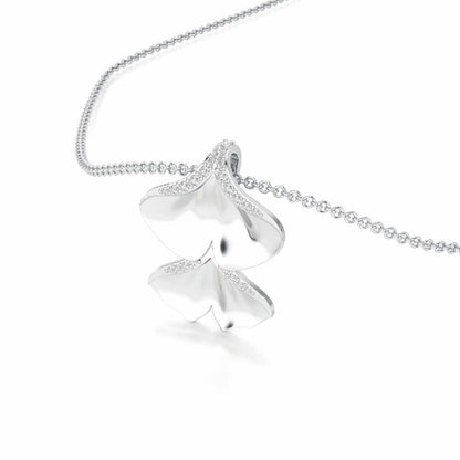 Light Twins Silver Pendant - White Gold - Image 2