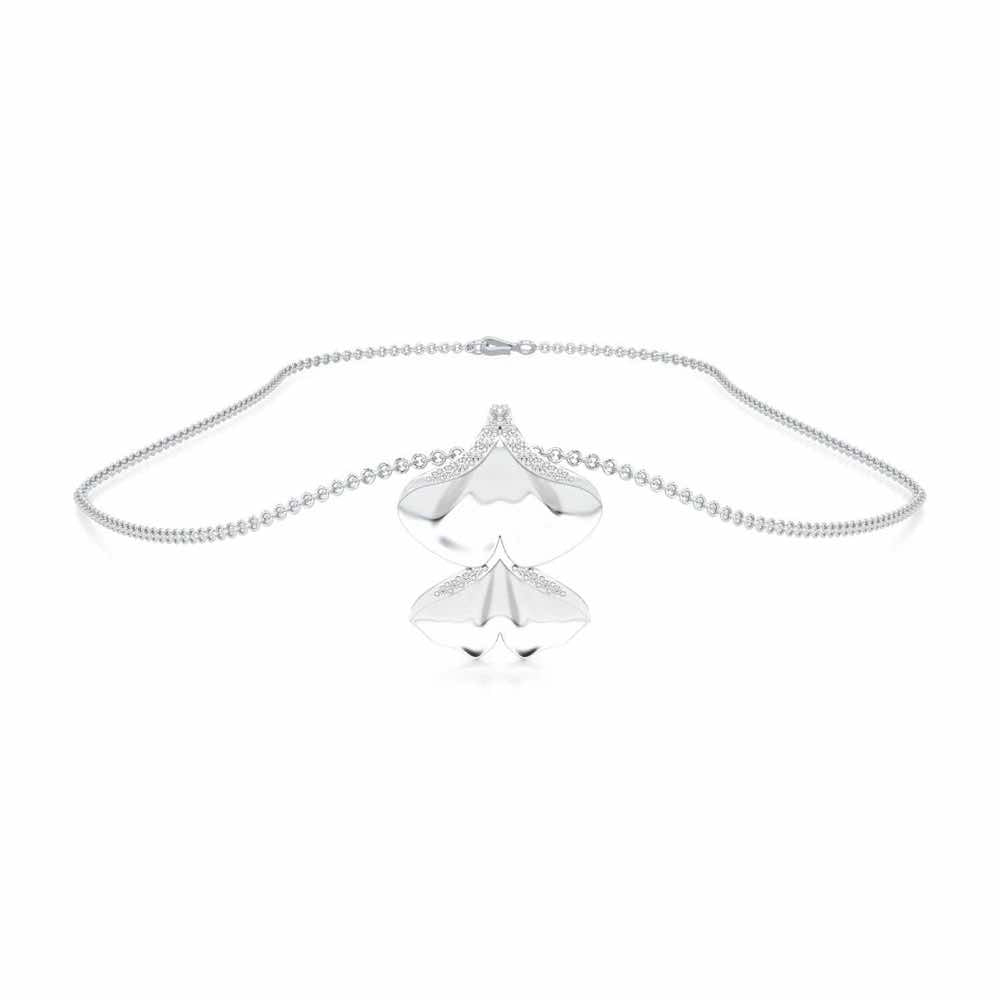 Light Twins Silver Pendant - White Gold - Image 3