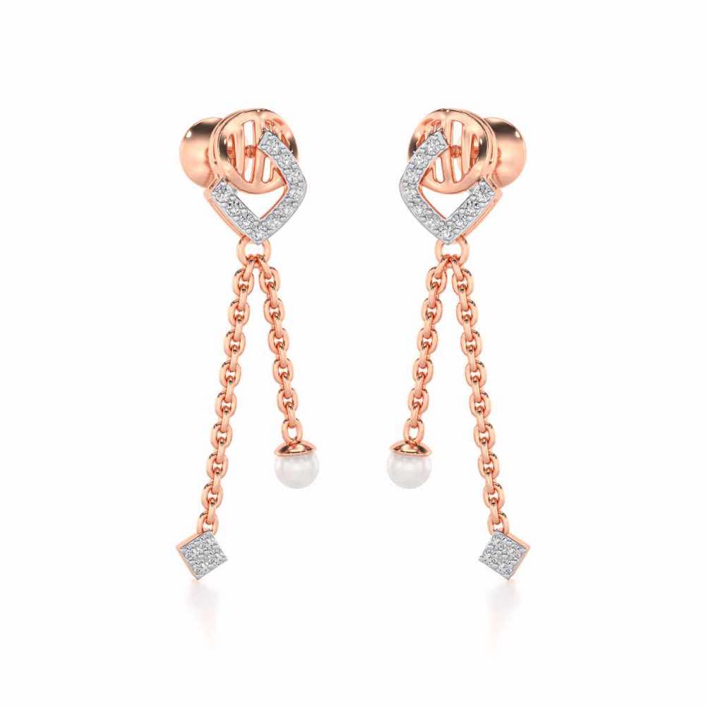 Lighten Silver Dangler Earrings - Rose Gold - Image 2