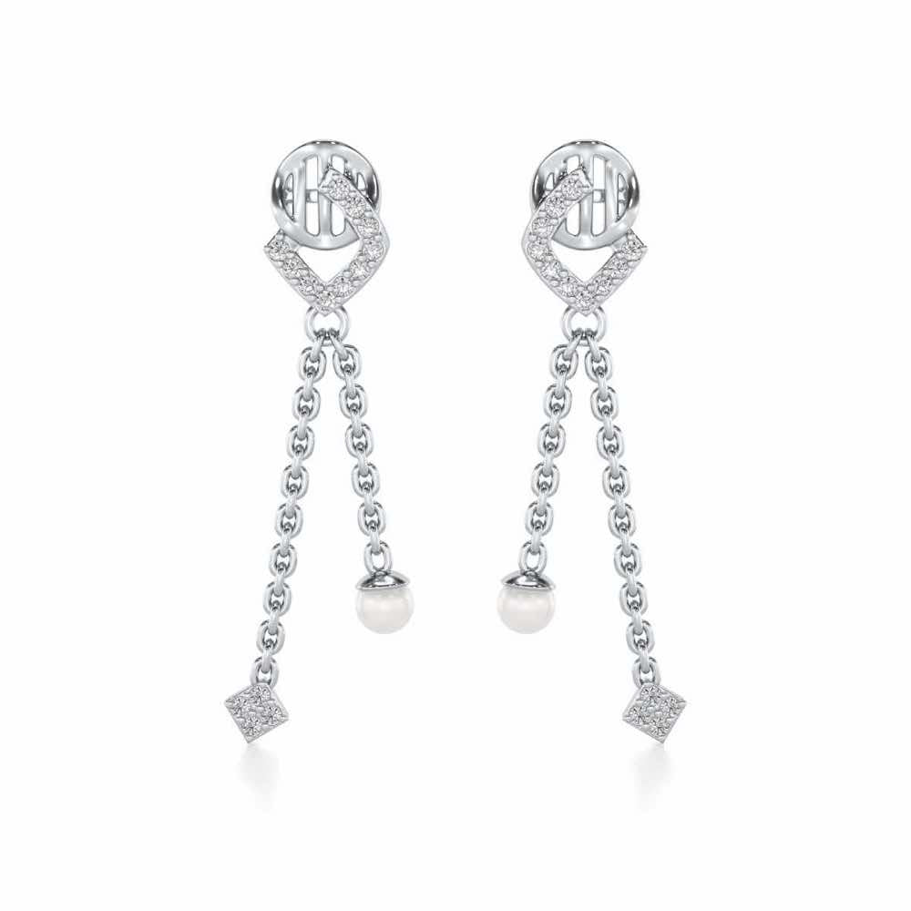 Lighten Silver Dangler Earrings - White Gold - Image 1