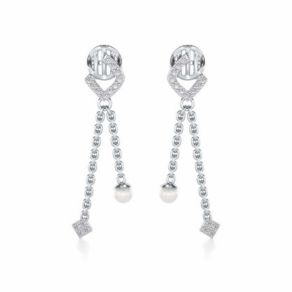 Lighten Silver Dangler Earrings - White Gold - Image 1