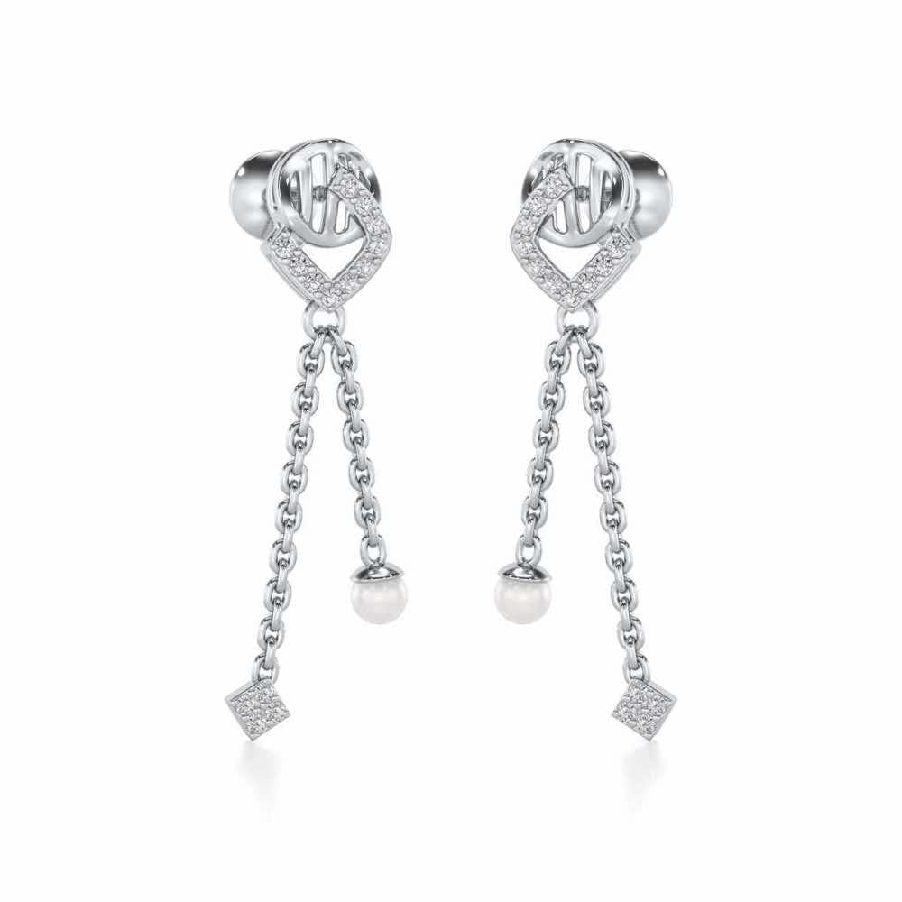 Lighten Silver Dangler Earrings - White Gold - Image 2