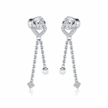 Lighten Silver Dangler Earrings - White Gold - Image 2