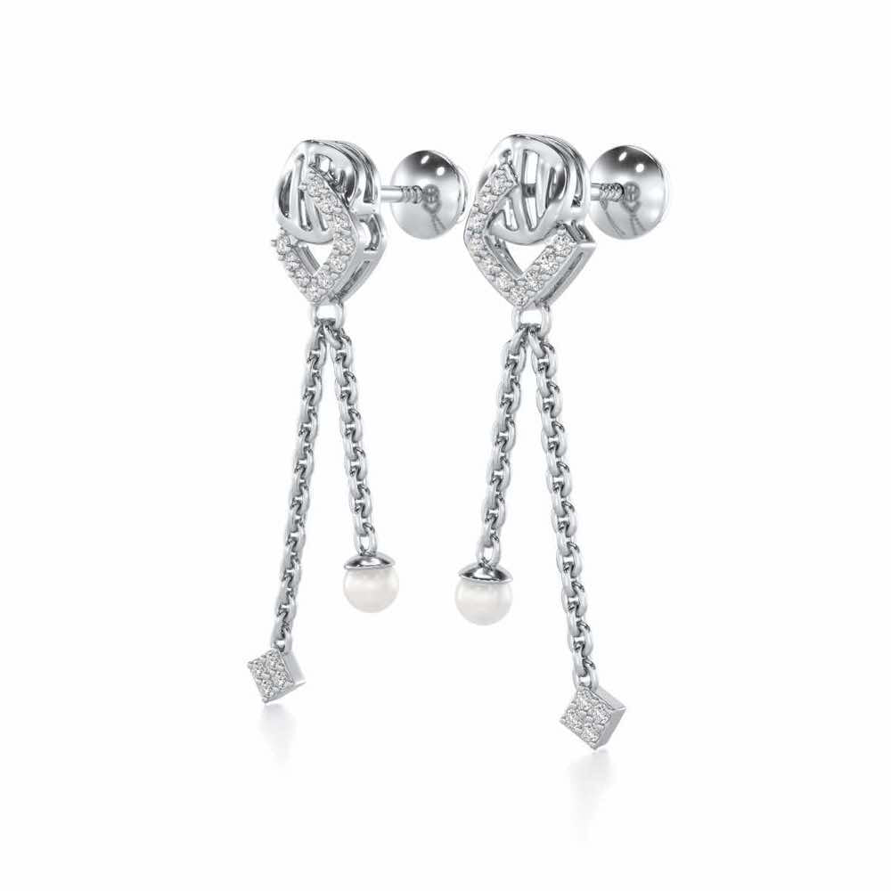 Lighten Silver Dangler Earrings - White Gold - Image 3
