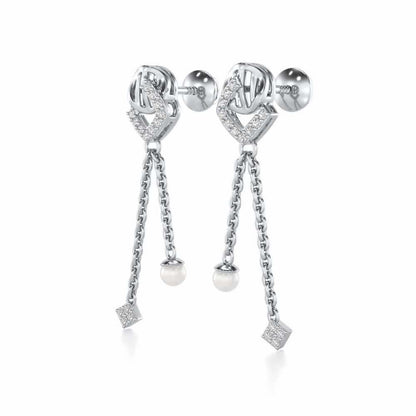 Lighten Silver Dangler Earrings - White Gold - Image 3