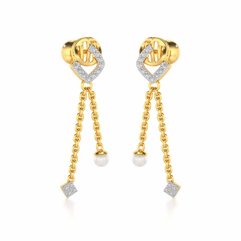 Lighten Silver Dangler Earrings - Yellow Gold - Image 2