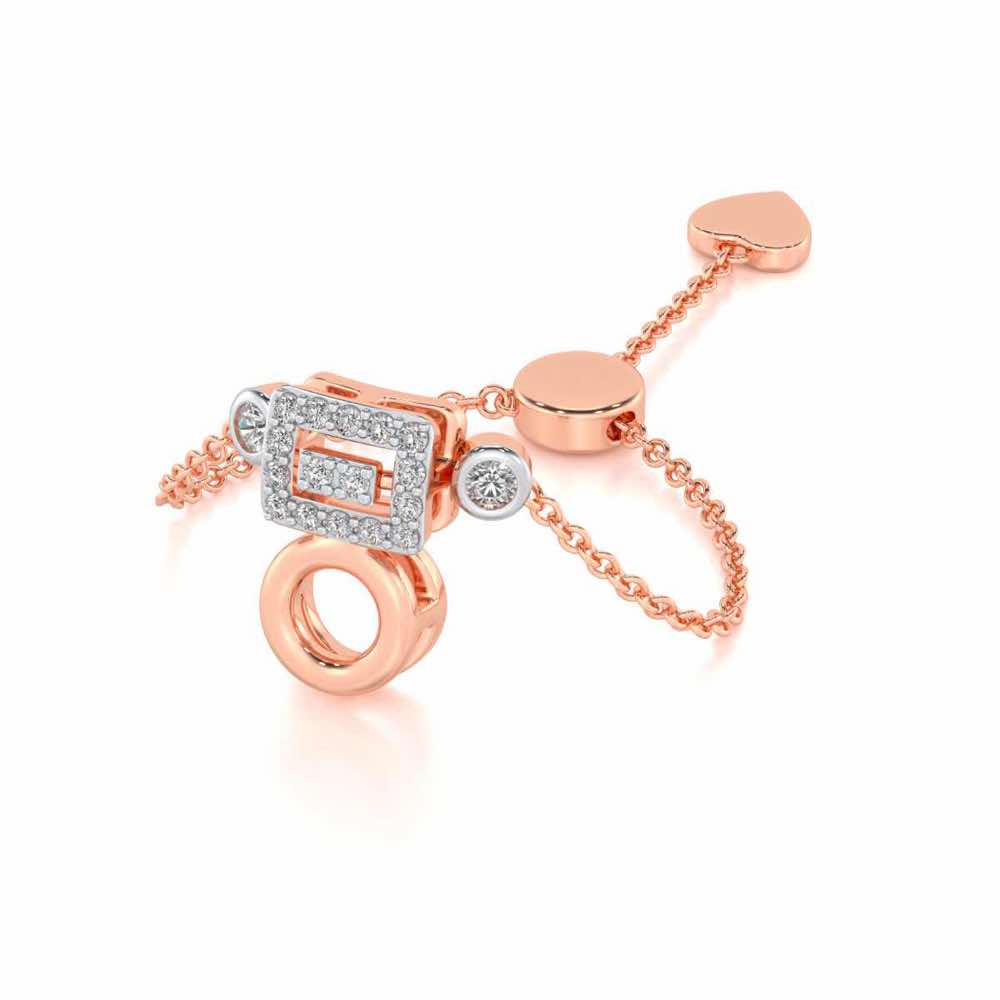 Lindsey Radiant Adjustable Silver Ring - Rose Gold - Image 2