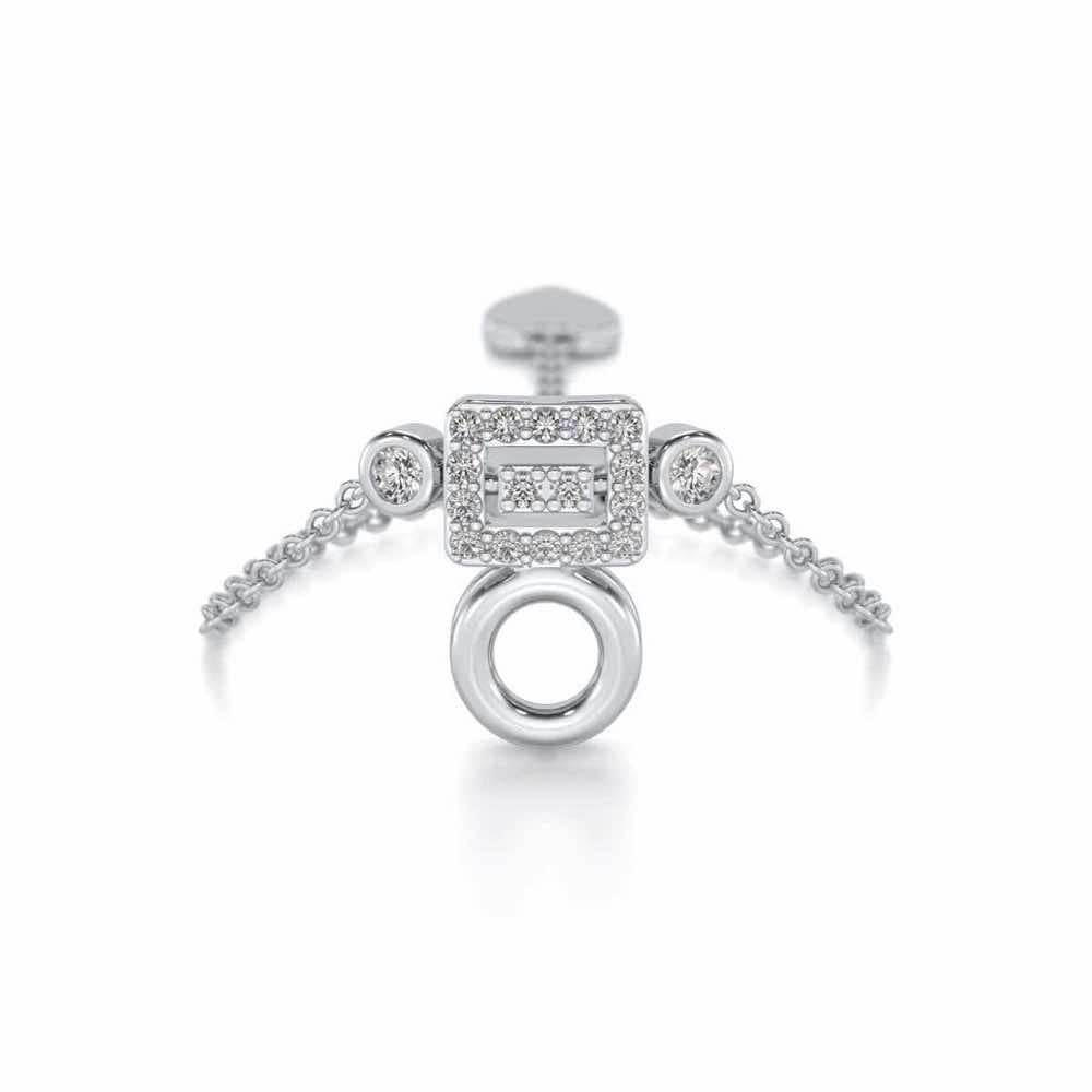 Lindsey Radiant Adjustable Silver Ring - White Gold - Image 1