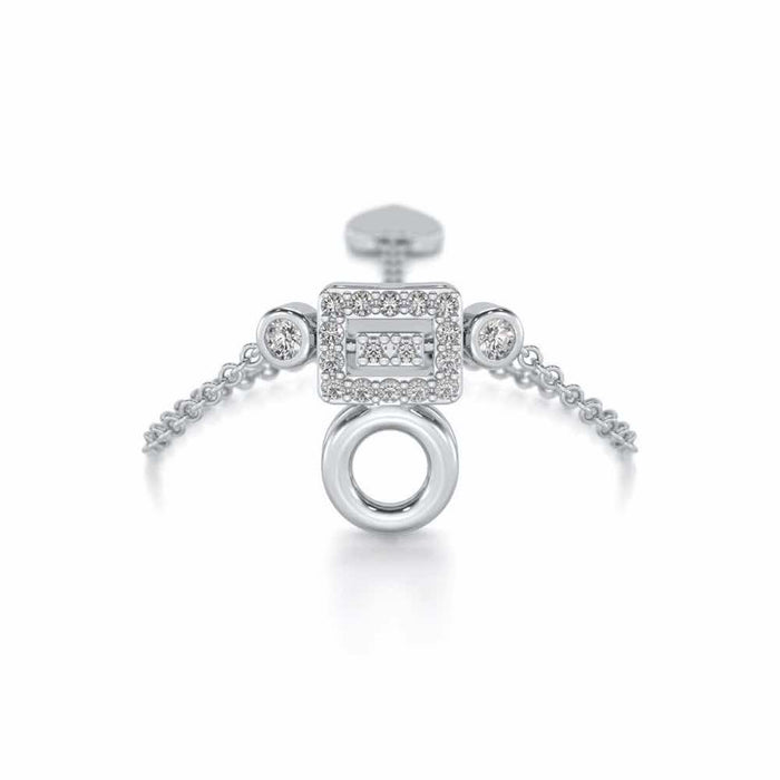 Lindsey Radiant Adjustable Silver Ring - White Gold - Image 1