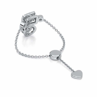 Lindsey Radiant Adjustable Silver Ring - White Gold - Image 4