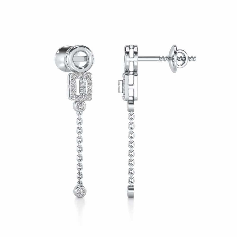 Lindsey Radiant Silver Earrings - White Gold - Image 4