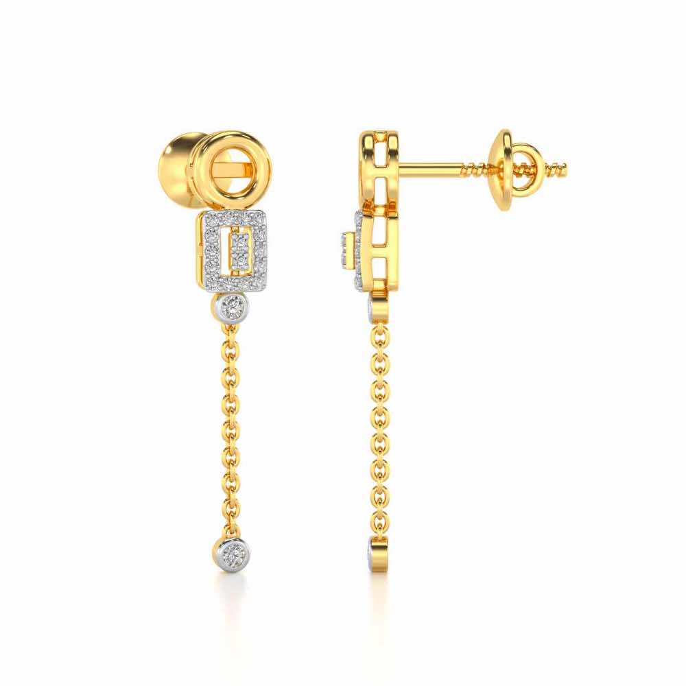 Lindsey Radiant Silver Earrings - Yellow Gold - Image 4