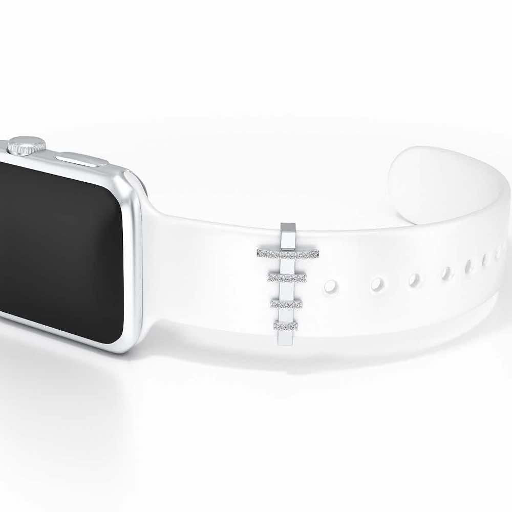 Lined Up Silver Watch Band - White Gold - Image 1