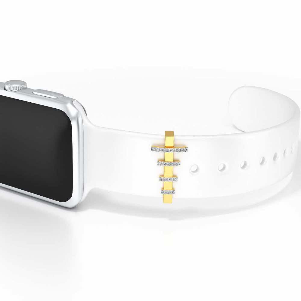 Lined Up Silver Watch Band - Yellow Gold - Image 1