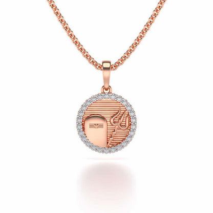 Linga Trishul Silver Pendant - Rose Gold - Image 1