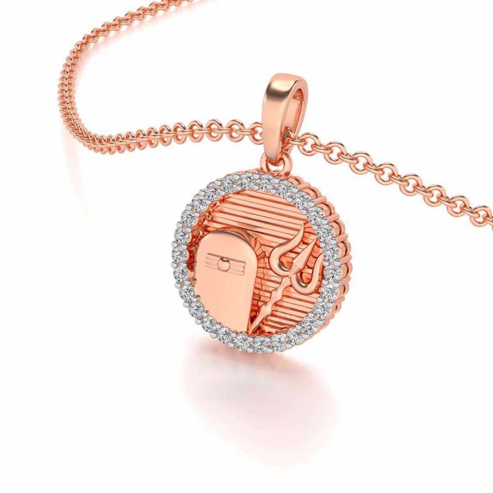 Linga Trishul Silver Pendant - Rose Gold - Image 2